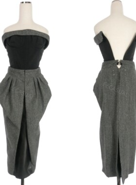 新品 Maison Margiela 黑灰拼接连衣裙 100羊毛 意大利制