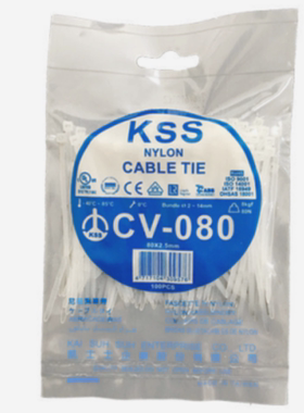 台湾KSS尼龙扎带CV-080 / 450L/ 450M /432 /550白色高品质扎带