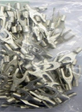 台湾KSS冷压Y型端子Y22-8 电线接线裸端子叉形紫铜镀锡100只/包