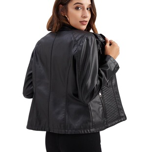 皮夹克短款 适合小个子 新款 2026春装 厚外套高端立领帅气皮衣女款