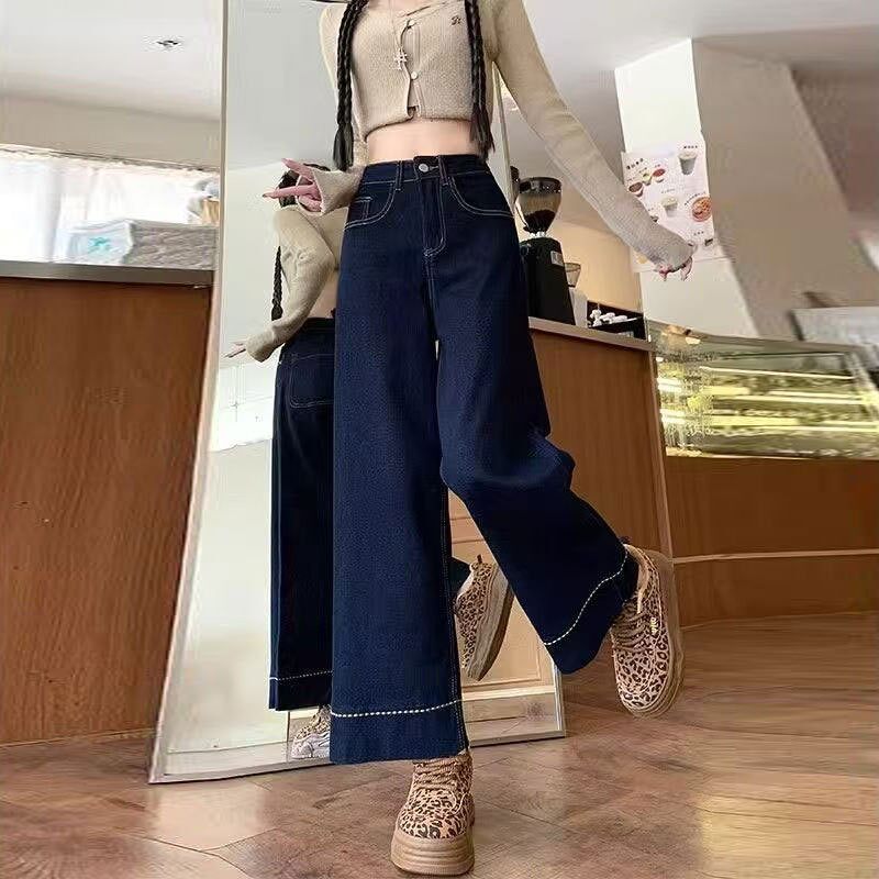 小个子超好看的裤子女款2026春装高腰显瘦显高弹力九分直筒牛仔裤