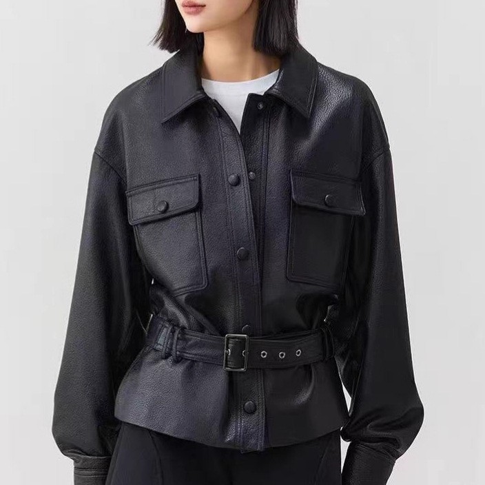 巨好看漂亮海宁皮衣外套女款2026春秋新款短款时尚气质夹克机车服