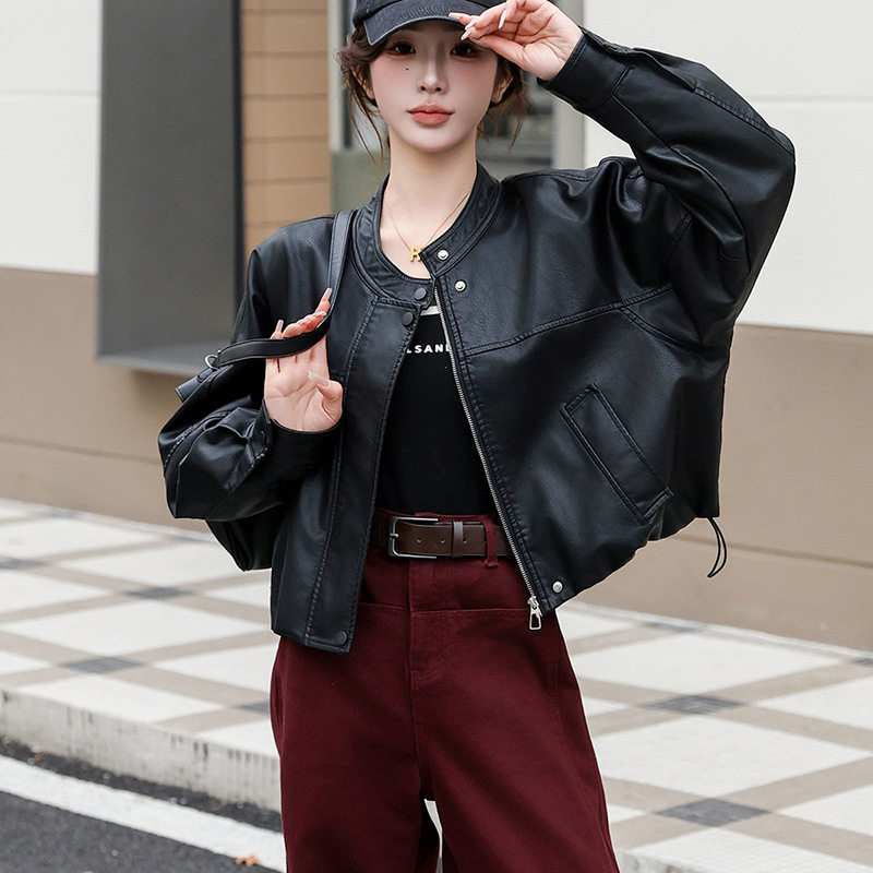巨好看皮衣外套女短款2025秋冬新款修身百搭帅气立领PU皮夹克女款