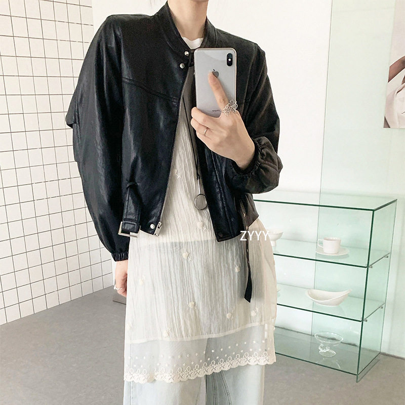 漂亮机车风皮衣外套女2026夏季新款帅气百搭立领短款薄款PU皮夹克