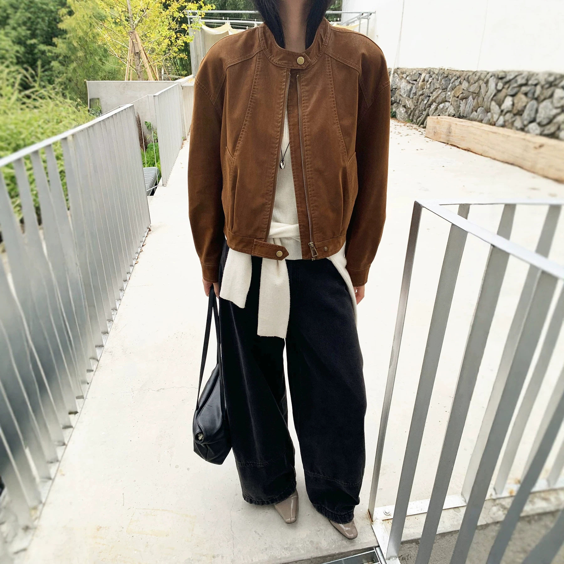 短款皮衣外套女款2026秋冬新款帅气立领百搭复古宽松休闲PU皮夹克