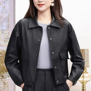 春秋季绝美巨好看外套2025新款时尚休闲短款皮衣女款大码皮夹克
