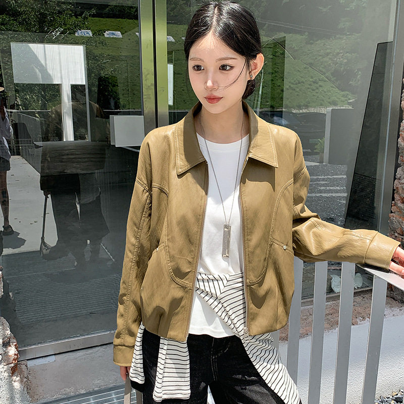 高级感pu皮衣外套女超好看短款2026秋季修身新款百搭小个子皮夹克