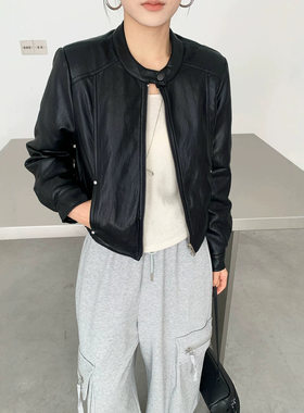 质感加厚加绒短款皮衣外套女款2026冬季新款修身显瘦韩版pu皮夹克