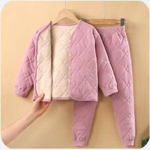 校服神器绵羊毛儿童秋冬棉袄棉裤 内穿保暖棉衣男女童穿小学生内胆