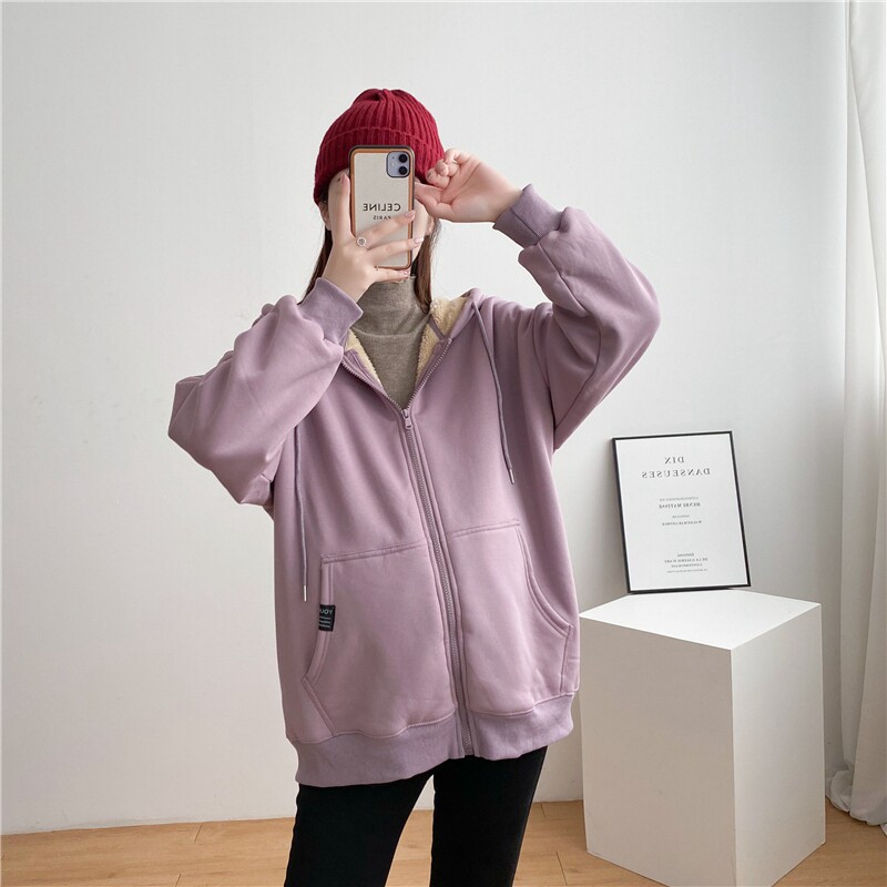 출산 코트 가을 겨울 여성 겉옷 느슨한 대형 두꺼운 양고기 벨벳 따뜻한 탑 임신 봄 카디건 패션