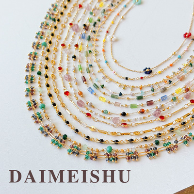 青岛黛美舒饰品质百搭满天星天然石叠戴项链轻奢高级感链条锁骨链