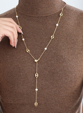 青岛黛美舒饰品鼻子珍珠毛衣链女高级感长款百搭轻奢时尚小众项链