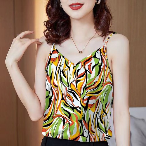 吊带背心时尚新款夏季透气小衫百搭女装上衣冰凉碎花减龄无袖洋气