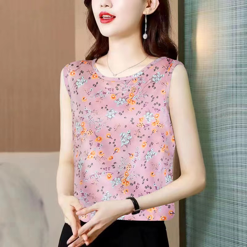 夏季圆领套头背心气质高档显瘦遮肚时尚女装上衣宽松外穿打底爆款