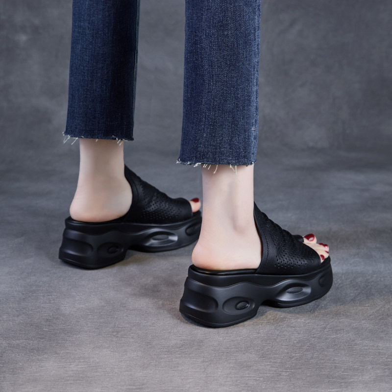 真皮坡跟厚底小个子拖鞋女2026新款一字拖夏季外穿轻便妈妈凉拖鞋,女鞋,一字拖,淘宝优惠券,粉丝福利购,淘宝优惠卷