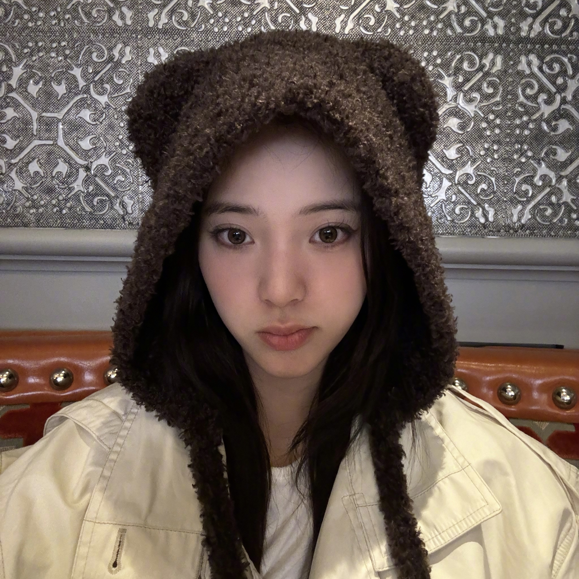 欧阳娜娜同款小熊耳朵帽子护耳帽可爱保暖系带蝴蝶结休闲帽