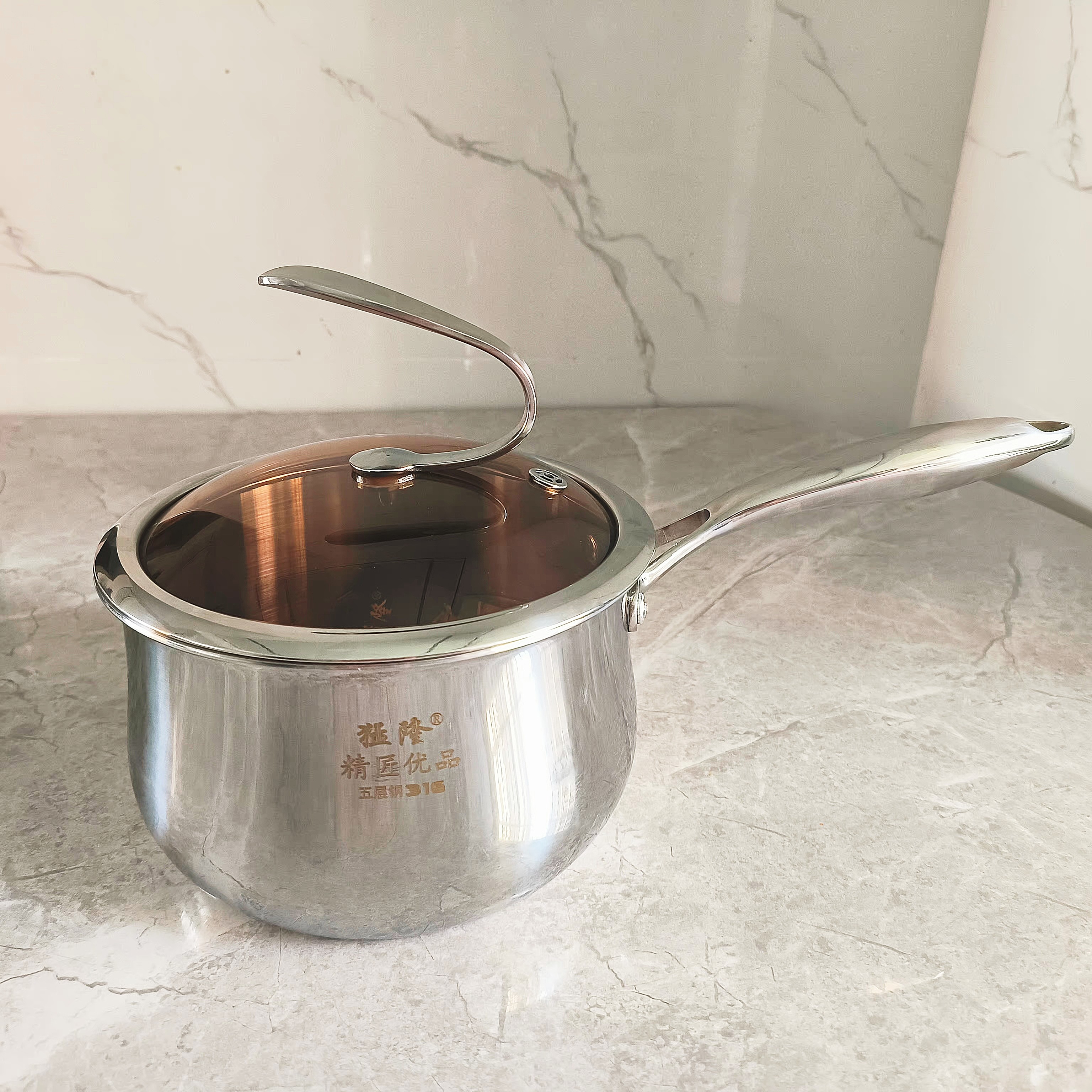 猛龙精品316不锈钢18寸奶锅辅食锅热牛奶锅一体锅家用煮面小锅