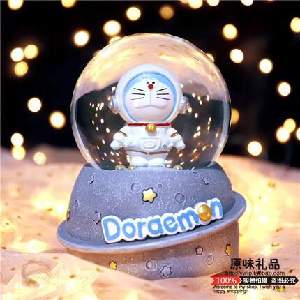 飘雪哆啦A梦音乐盒 发光水晶球叮当猫八音盒送孩子同学儿童节礼品