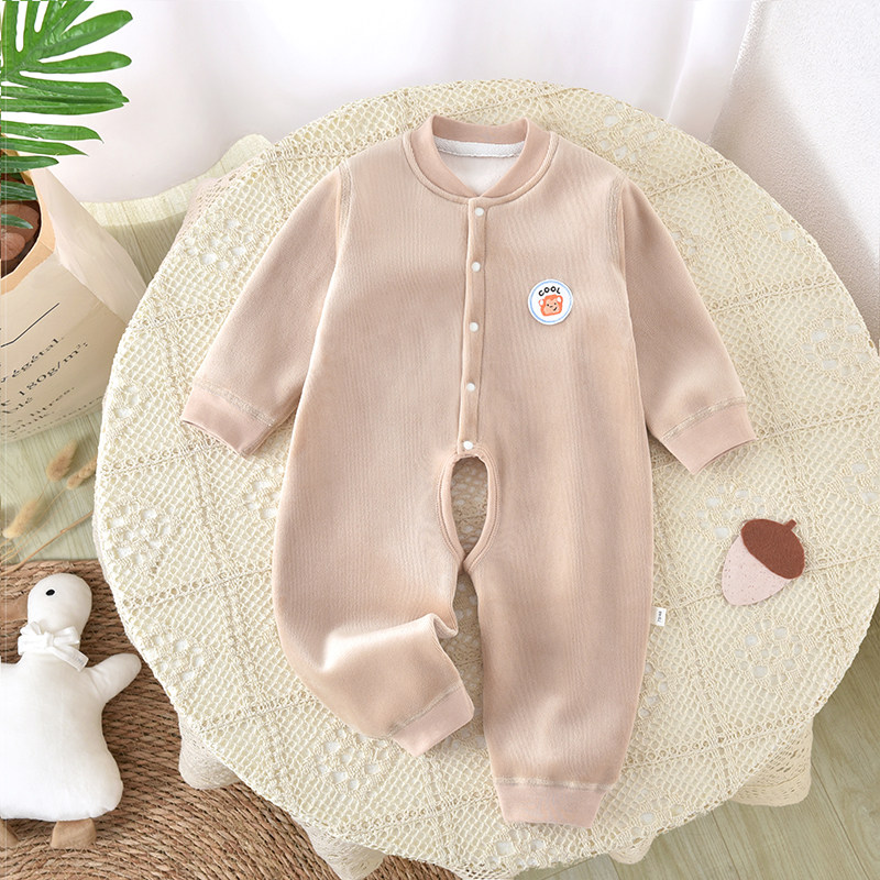 婴儿加绒连体双面绒开档哈衣新生儿男女宝宝春秋冬装外穿超洋气
