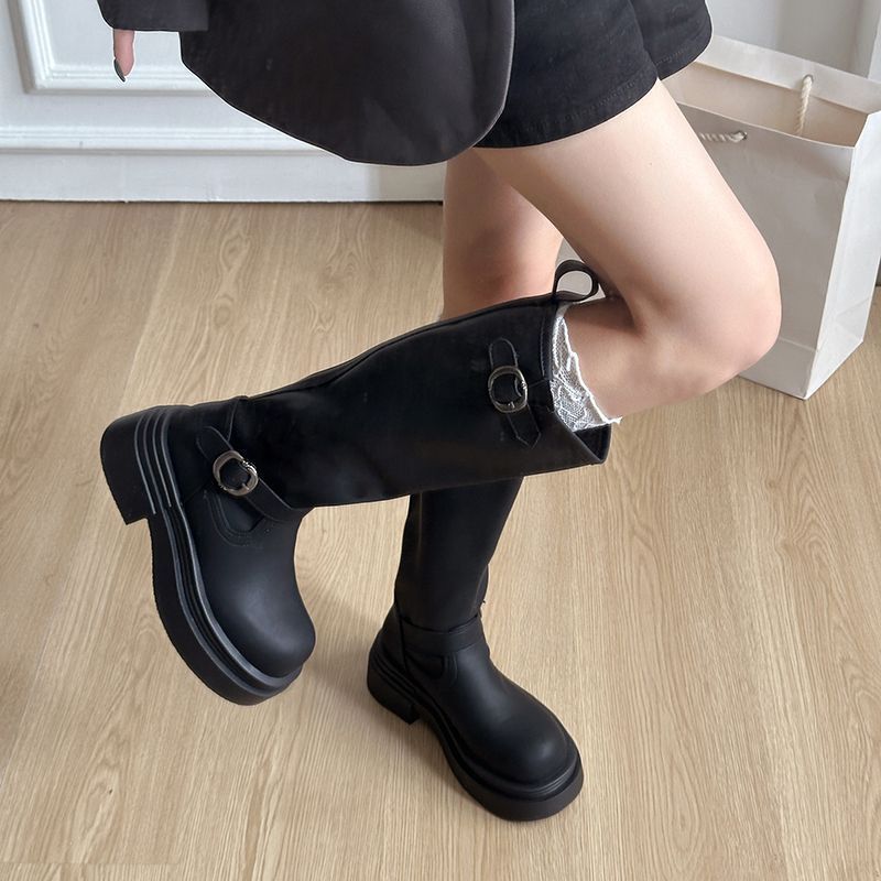 厚底长筒靴女2025秋冬新款增高显瘦美拉德长靴不过膝小个子高筒靴