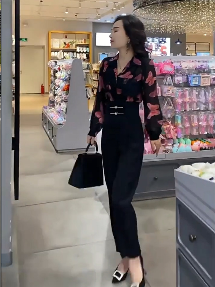 气质女神范高端衬衫阔腿裤两件套