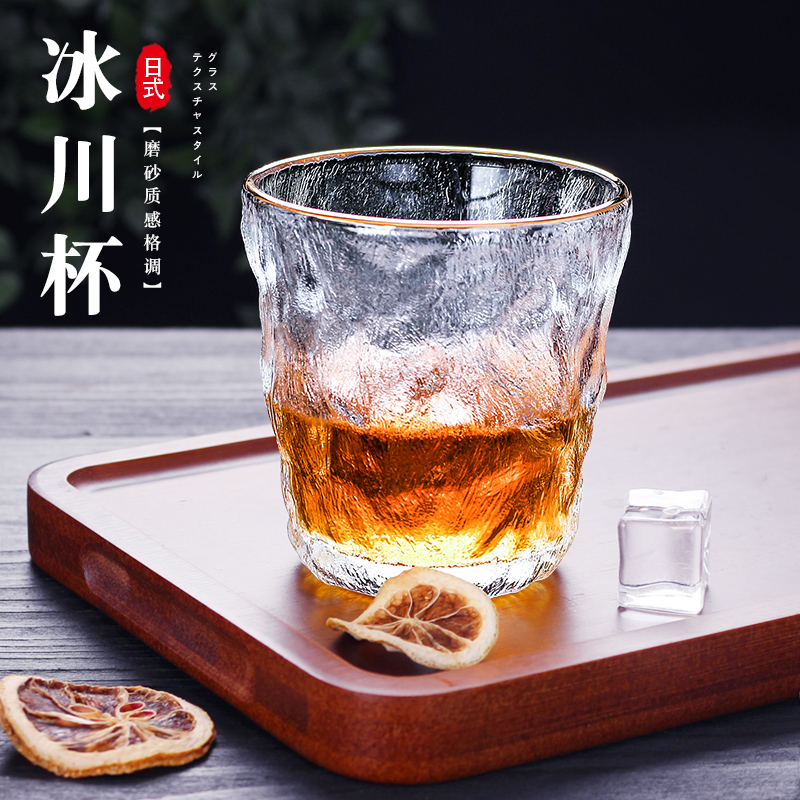 威士忌酒杯红酒玻璃杯金边冰川杯水杯女玻璃高颜值杯子酒杯啤酒杯-封面