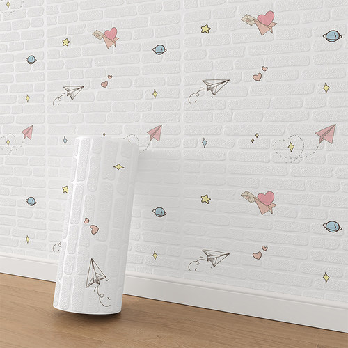 墙纸自粘卧室温馨泡沫装饰