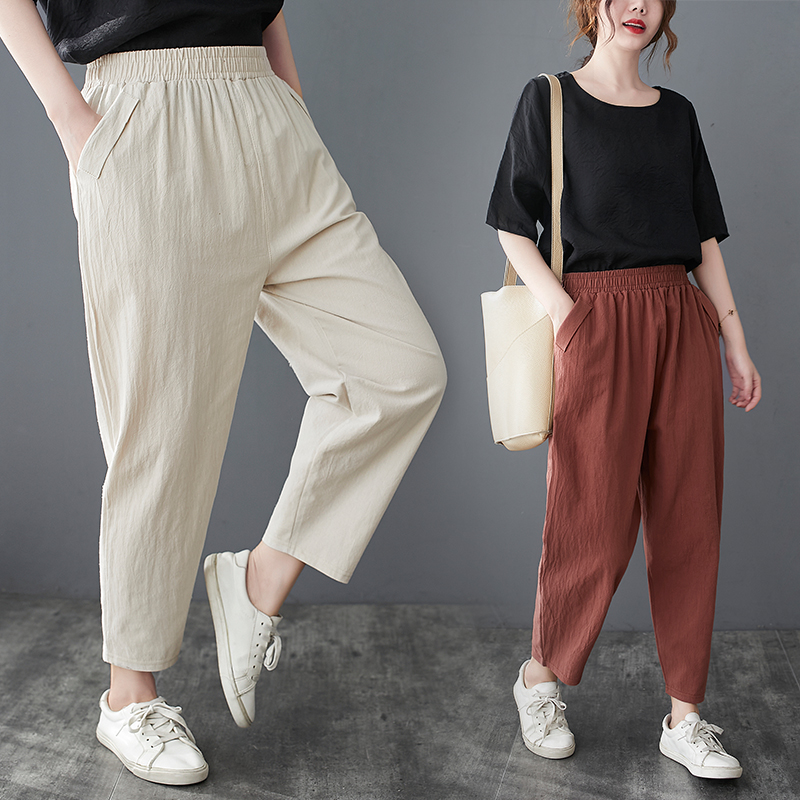 Summer radish pants new slim linen Capris Korean casual Harem Pants fashion