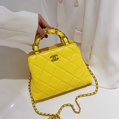 2020秋新款 女包网红小香风菱格包时尚 手提水桶包链条单肩斜跨潮包