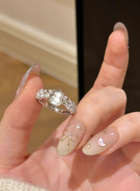 清冷小冰月玉髓葫芦戒指新中式