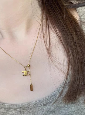 凯旋门抽拉项链女镀18K黄金项链