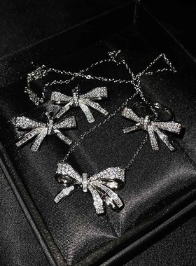 明星同款蝴蝶结项链女轻奢小众