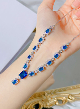 高定设计蓝宝石项链晚装链女套链