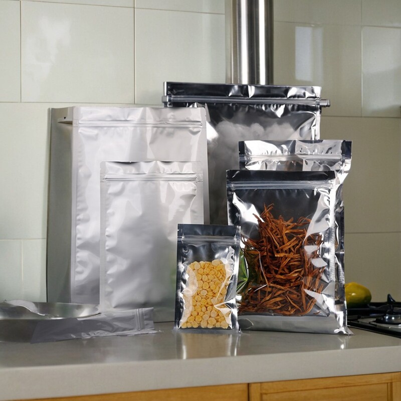 纯箔铝袋平底50价只加厚茶叶包装透明镀铝阴阳自封袋