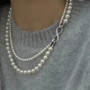 925镀银8字单双排扣锆石项链手链扣 珍珠翡翠毛衣链连接扣DIY饰品