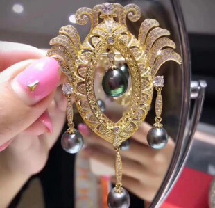 DIY配件镀金流苏款复古宫廷风珍珠胸针胸花别针 男女情侣配饰吊坠