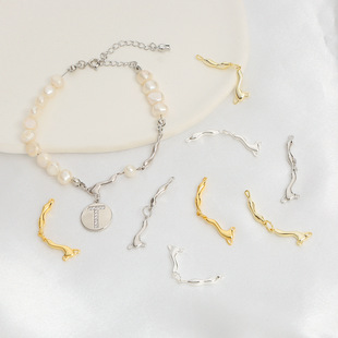 铜镀18K金高跟鞋异形杆子羊角三通连接套装diy珍珠项链手链连接扣