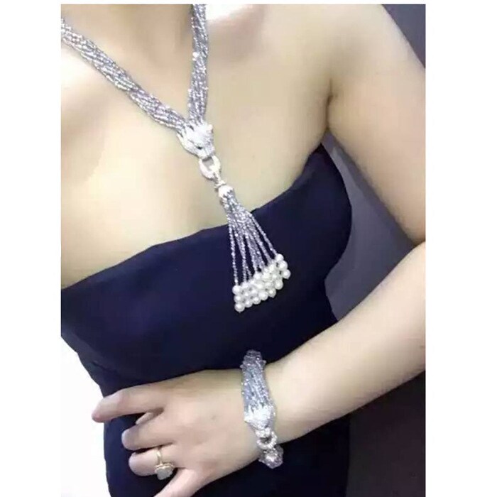 925镀银扣子 豹头卡扣可做流苏吊坠项链扣子 多锆石豪华豹子大扣