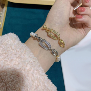 镀18k金珍珠扣子配件项链扣连接扣搭扣百搭diy手工固定毛衣链扣头