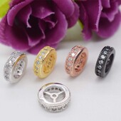 DIY首饰配件材料铜镀24K包金微镶隔钻隔圈钻圈隔珠隔片配件