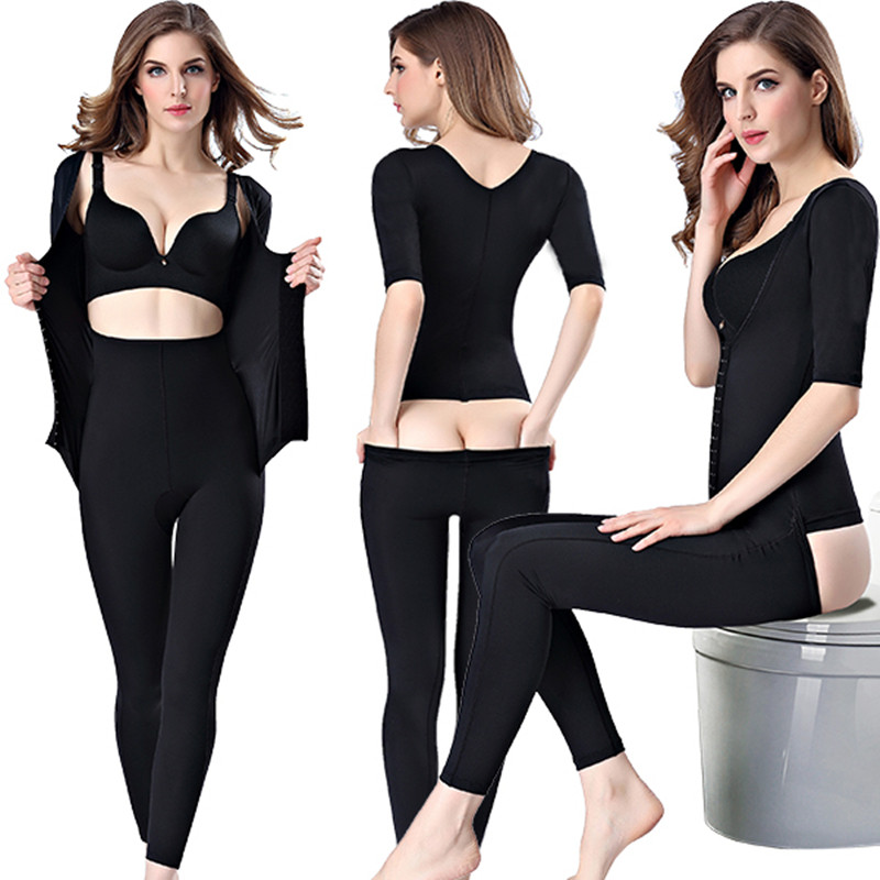 婷美婼雅产后修复排扣后脱式连体塑身衣女春秋收腹提臀美体紧身衣