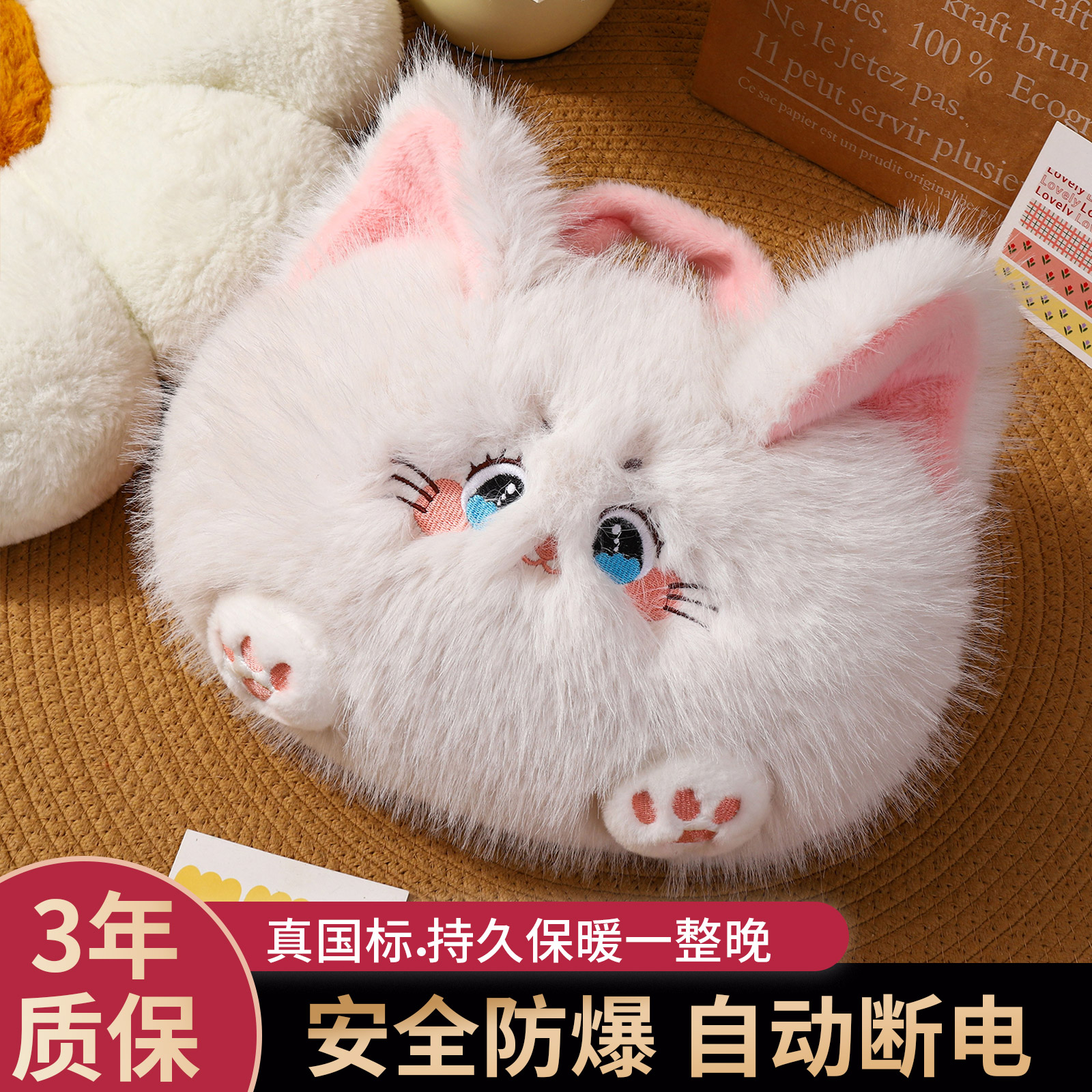 可爱小猫咪热水袋充电防