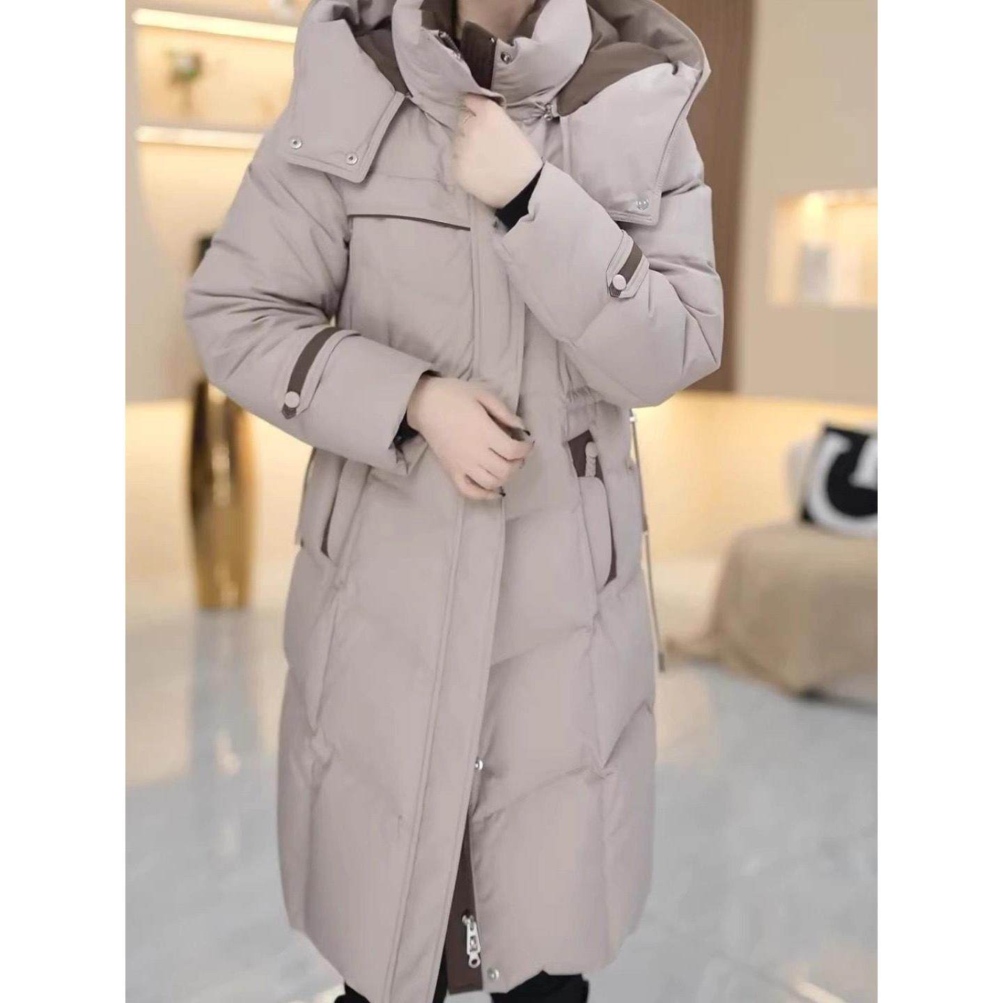 洋气加厚连帽中长款白鸭绒羽绒服女2025冬季新款显瘦保暖休闲外套,女装/女士精品,羽绒服,淘宝优惠券,粉丝福利购,淘宝优惠卷