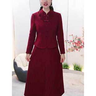 简约高雅假两件连衣裙女2025冬季新款女士洋气显瘦加绒加厚中长裙