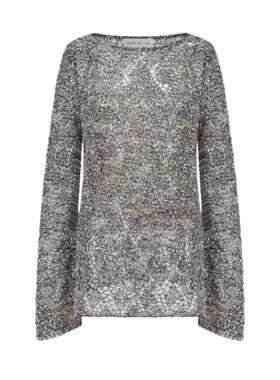 SWAYING KNIT 棉麻一字领格纹罩衫 SW26SS1T29C2S