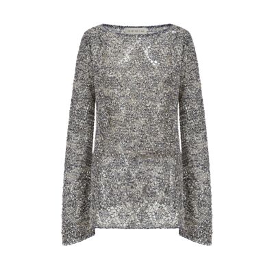 SWAYING KNIT 棉麻一字领格纹罩衫 SW26SS1T29C2S