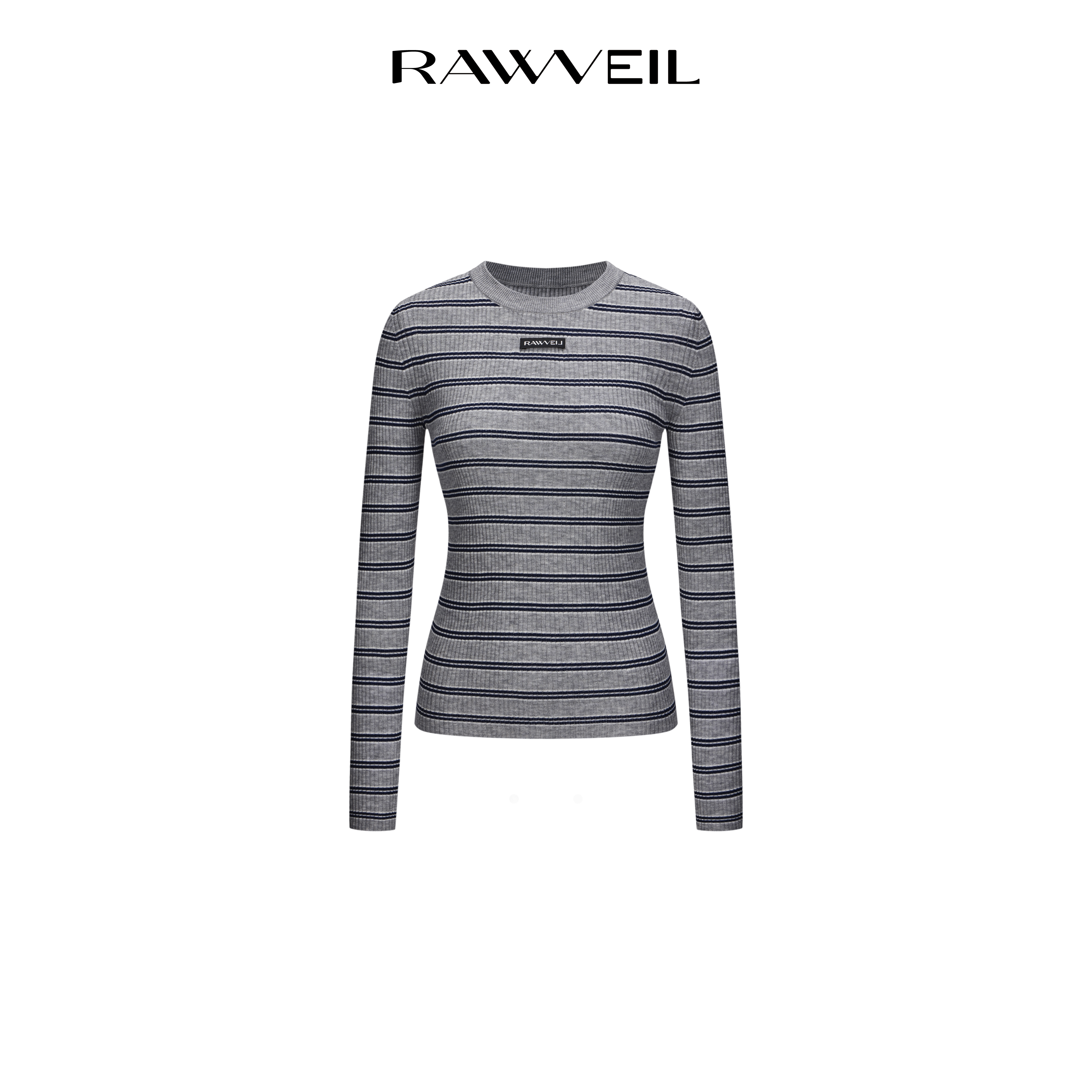 RAWVEIL 「构序条纹」圆领织标坑条毛衣 RV5C2KT00102