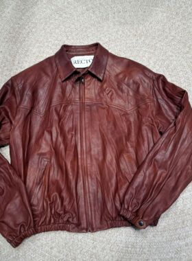 RECTO 复古做旧皮衣夹克外套 RM26SLJP002BR