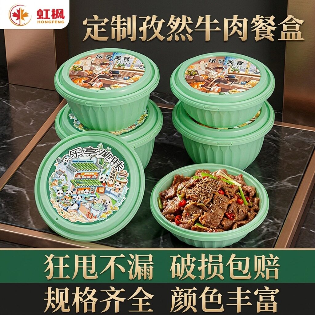 虹枫一次性餐盒圆碗带盖便当外卖打包饭盒饭店食品级沙拉碗汤碗