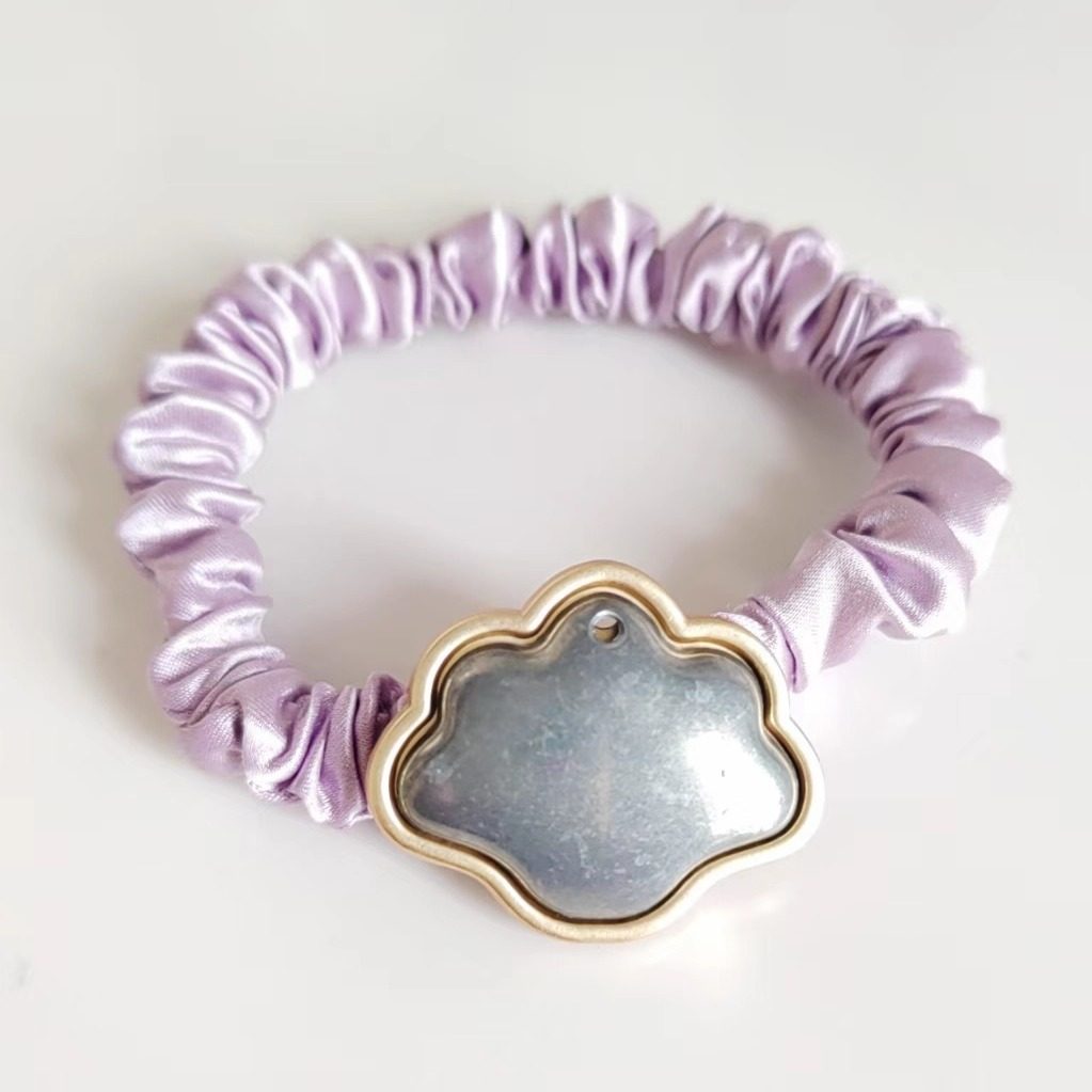 宋锦螺钿DIY真丝彩色高品质发圈国风儿童成人发绳金属底托-非成品